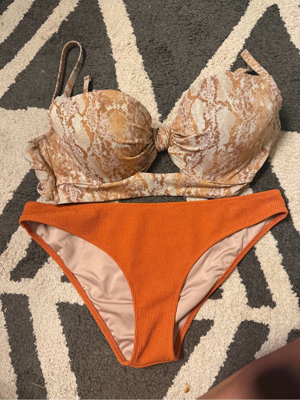 Women’s Orange Snake-Print Bikini Set
